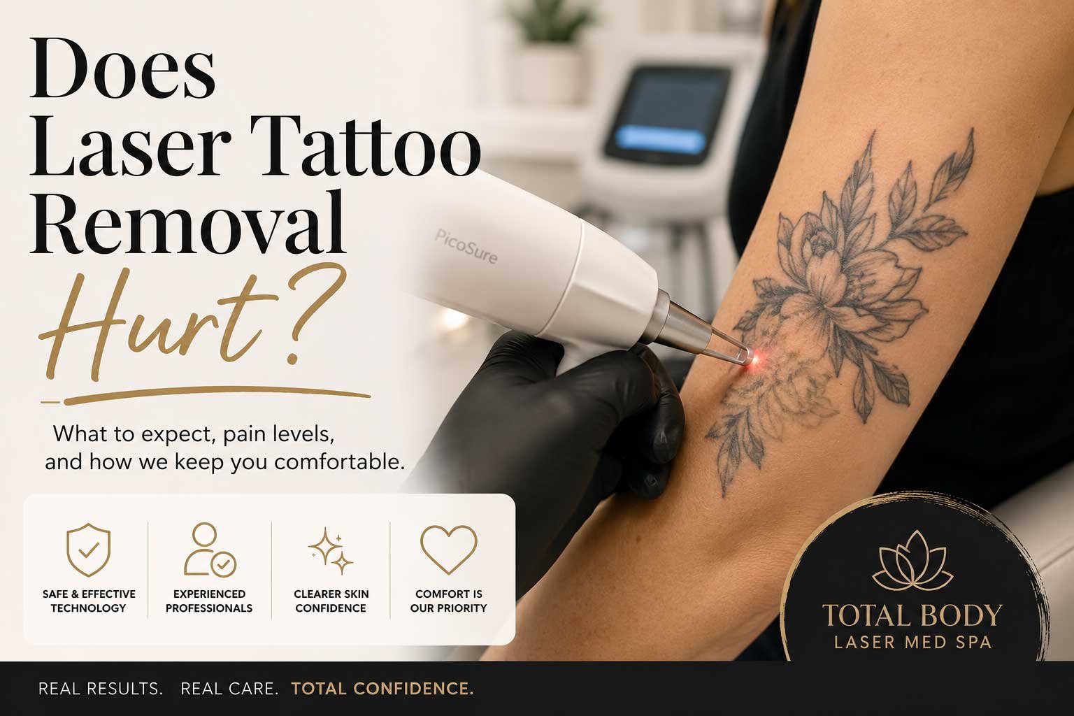 Does it hurt? Laser tattoo removal treatment in progress