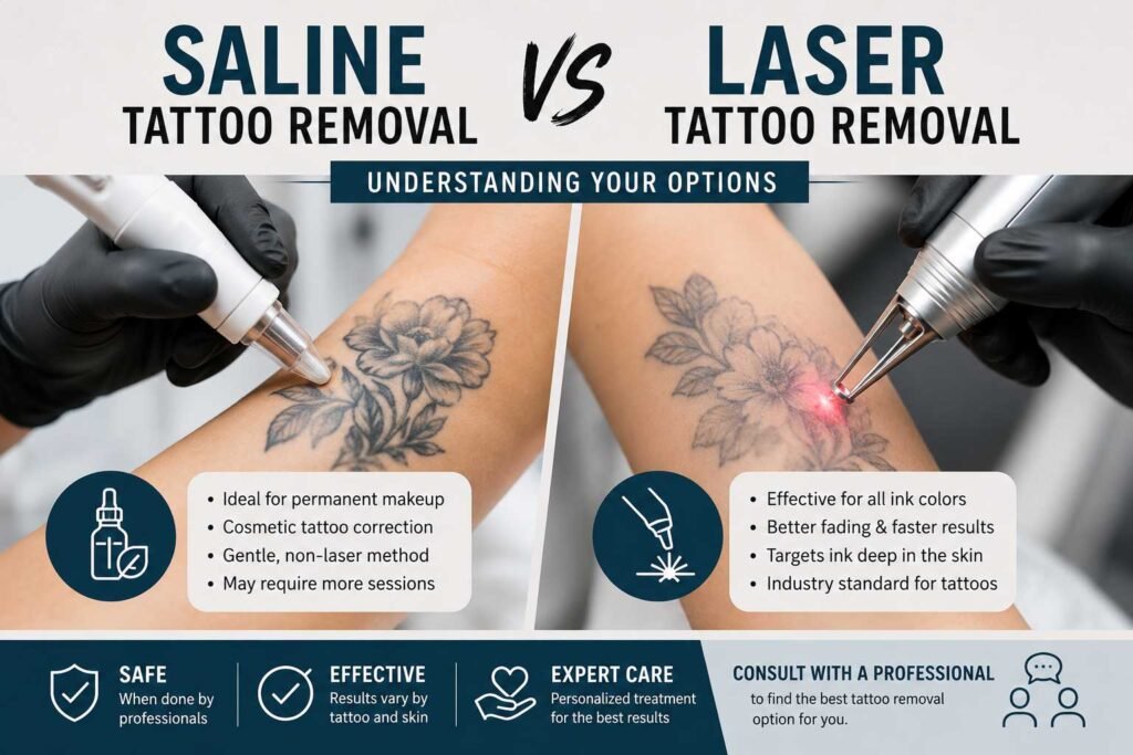 Saline Tattoo Removal vs Laser Tattoo Removal